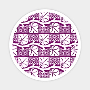 Purple Vintage Grapevine Pattern Magnet